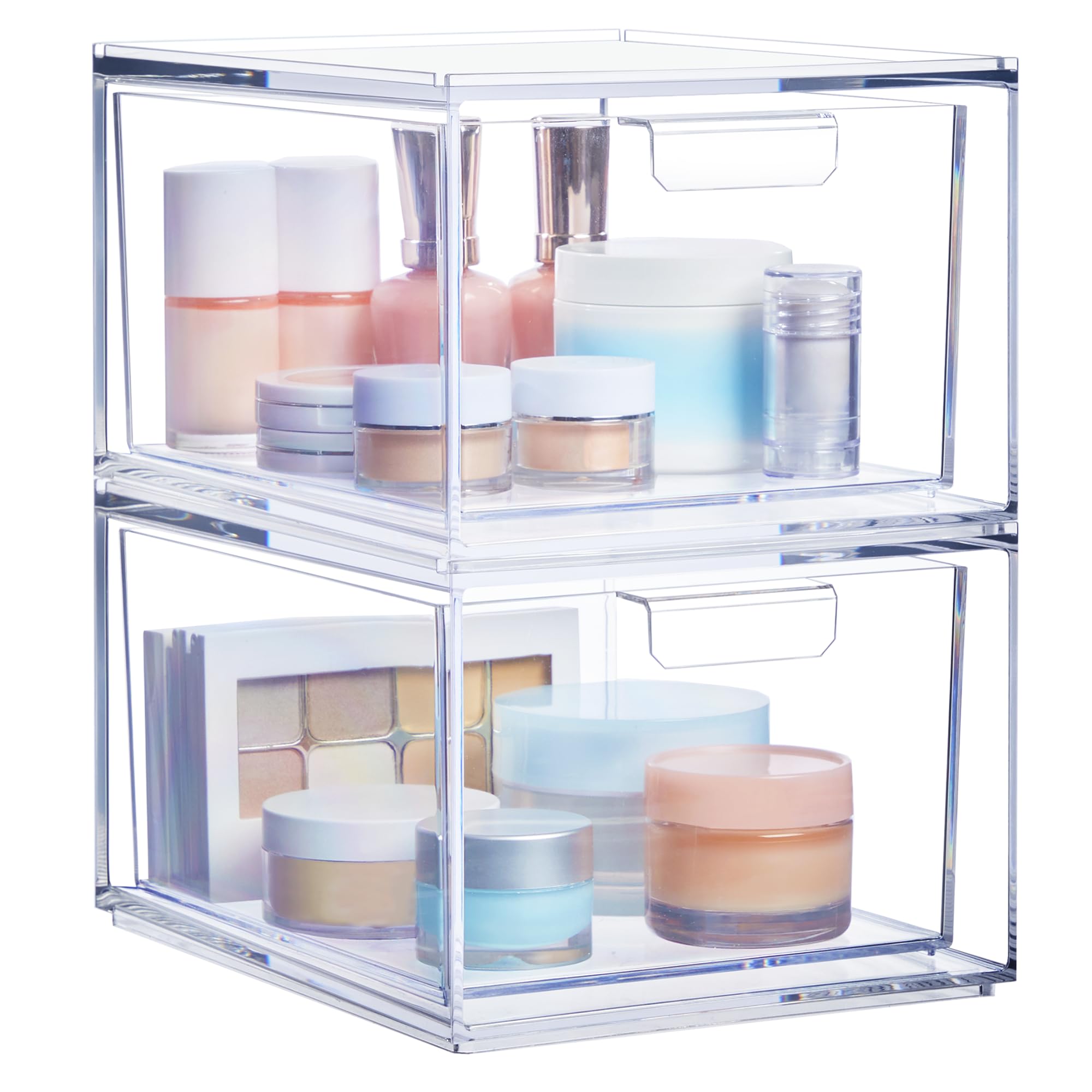 Clear Stackable Vanity Organizer Drawers