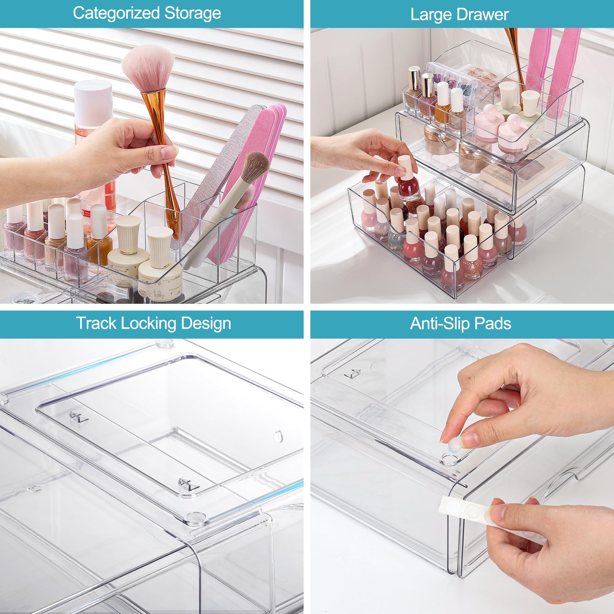 Clear 3-Tier Cosmetic Organizer with Drawer