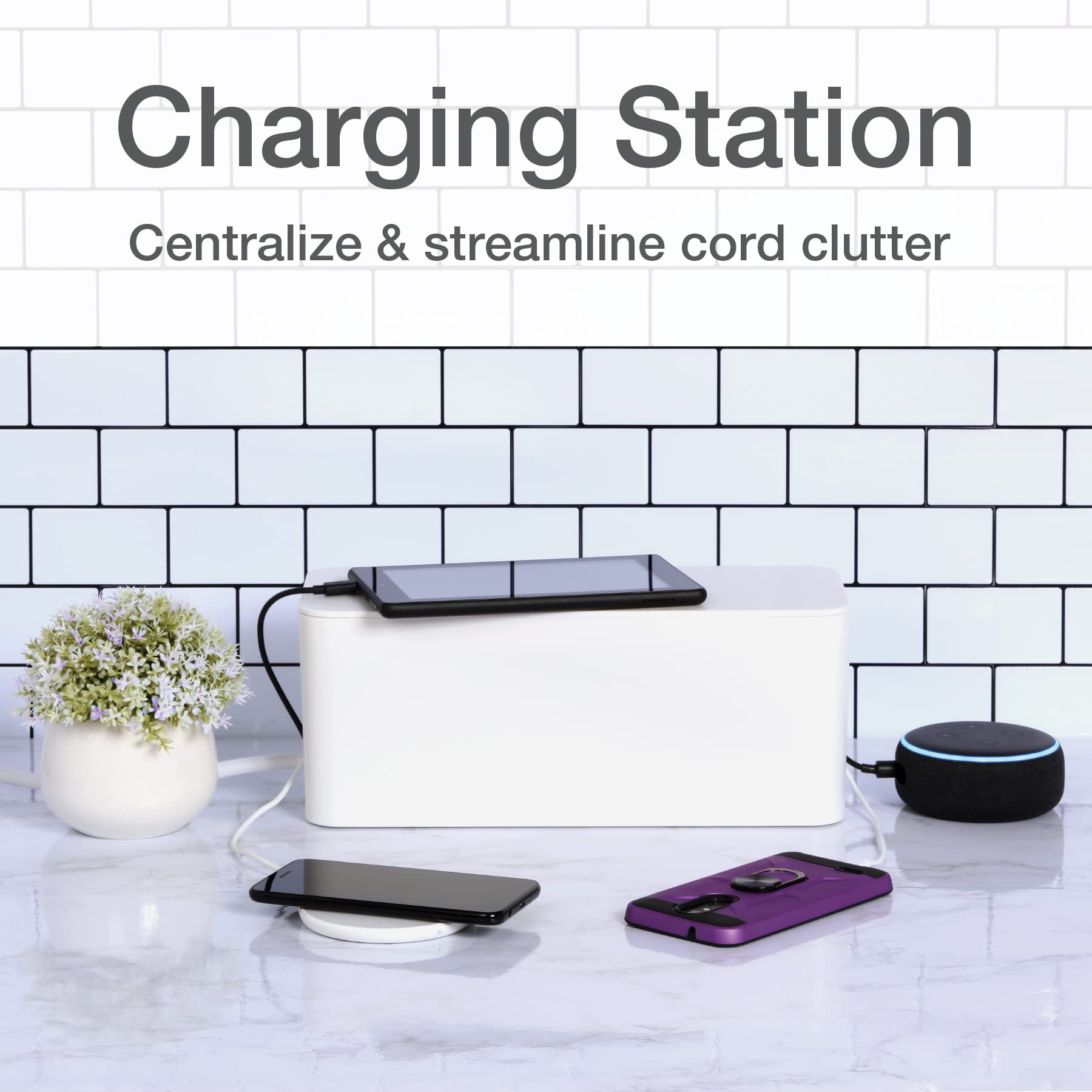 White Cable Management Boxes, Set of Three Sizes