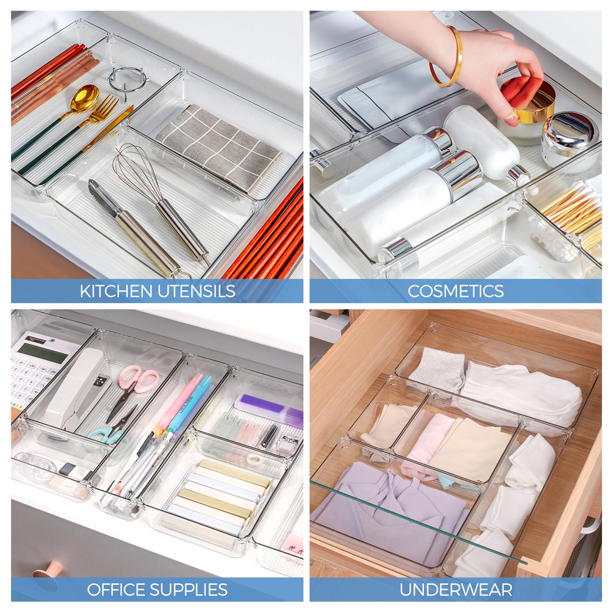Modular Clear Acrylic Drawer Organizer Set