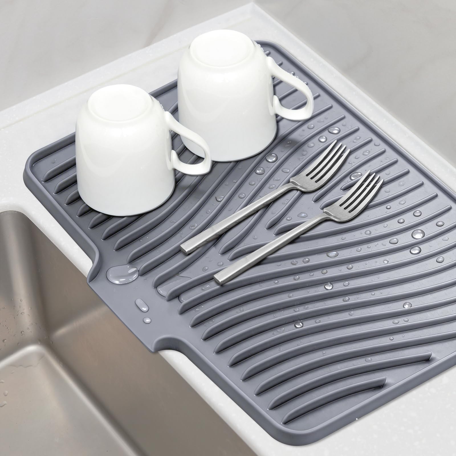 Premium Silicone Drying Mat with Integrated Drain