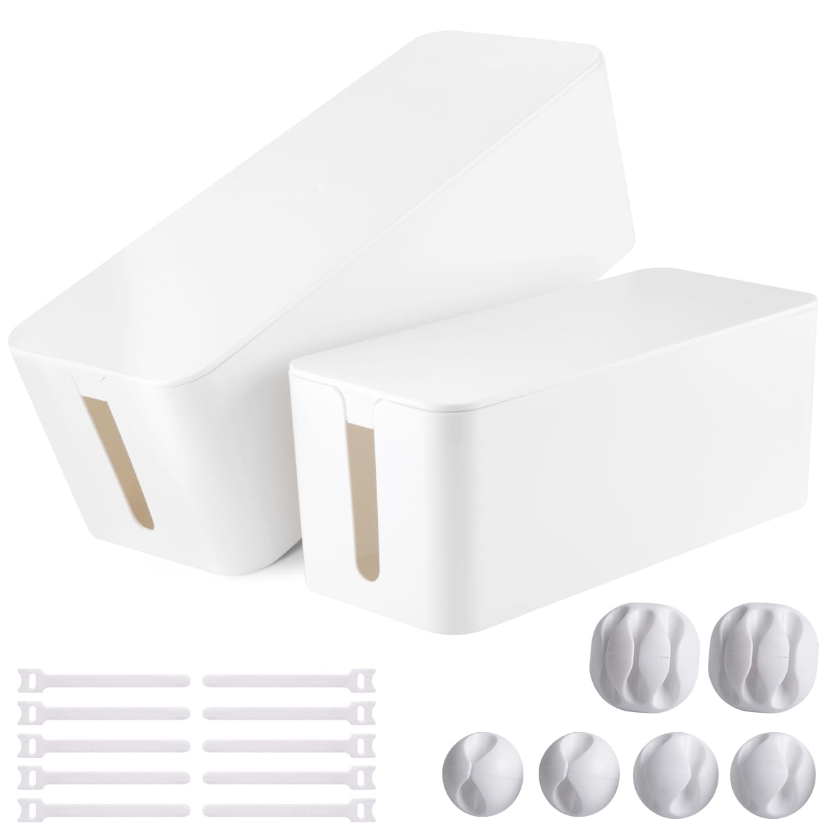 White Cable Management Box Duo with Organizer Kit