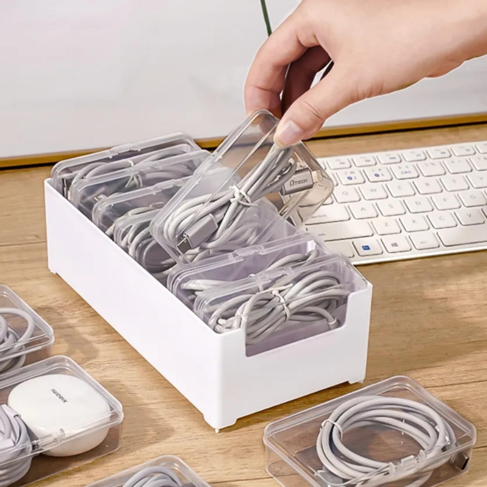 Clear Stackable Cable Management Box