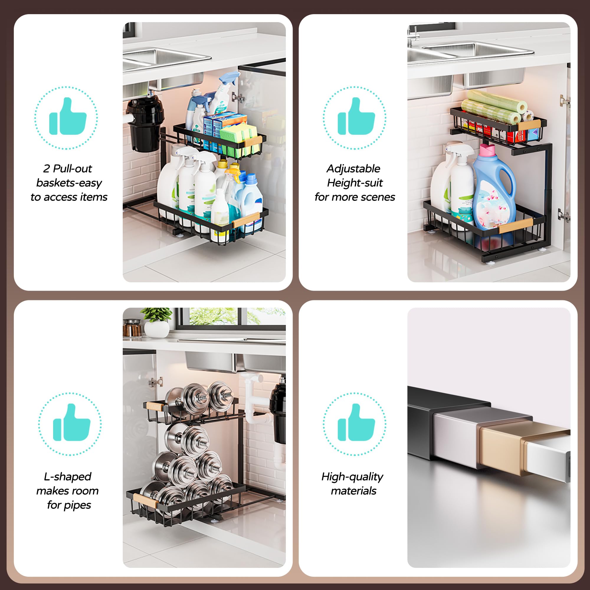 Two-Tier Adjustable Under-Sink Sliding Organizer