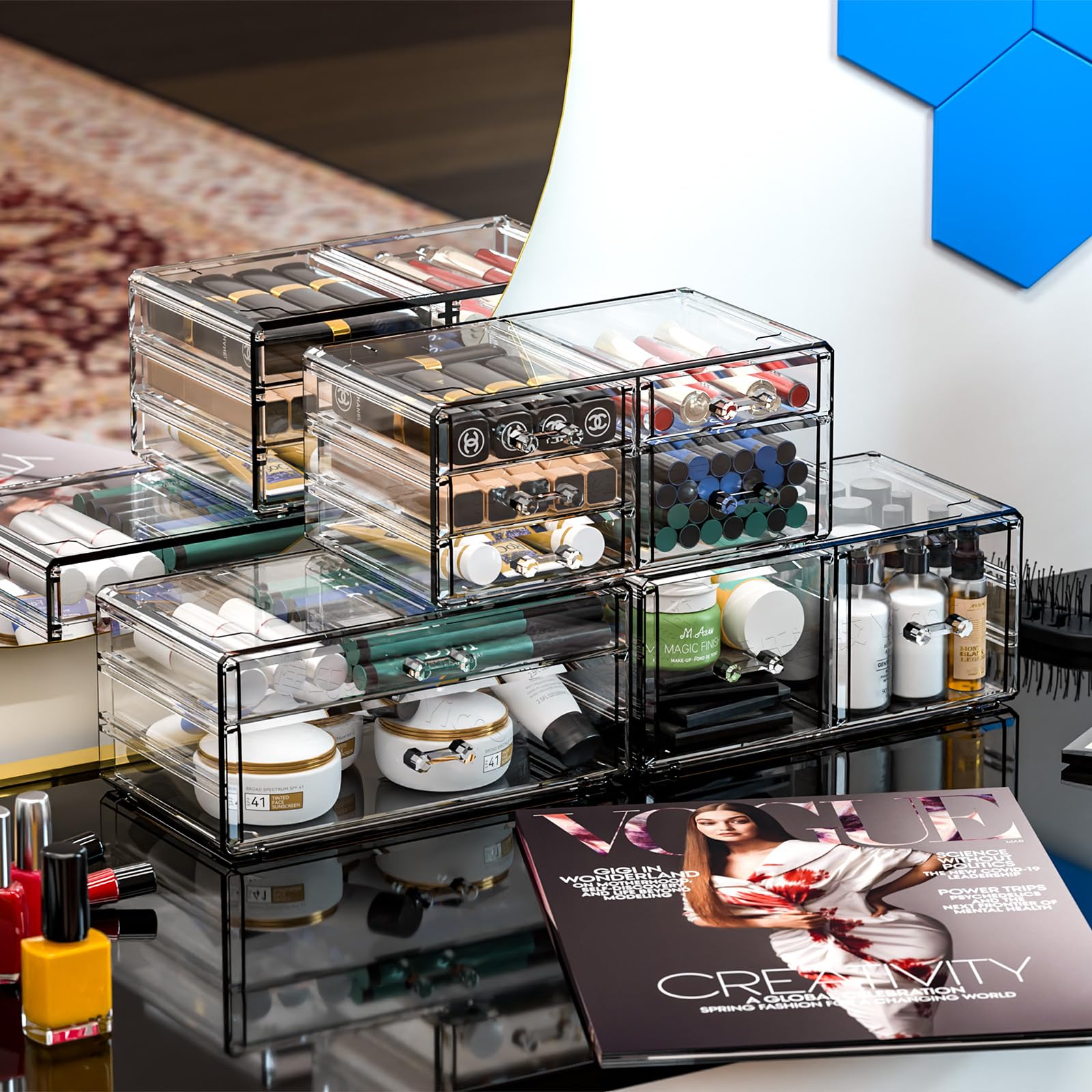 Elegant Clear Acrylic Stackable Drawers