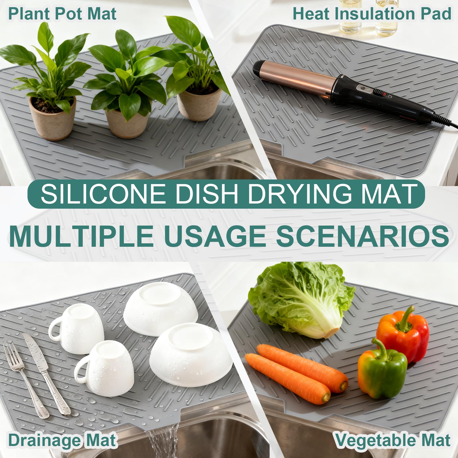 Silicone Self-Draining Countertop Drying Mat