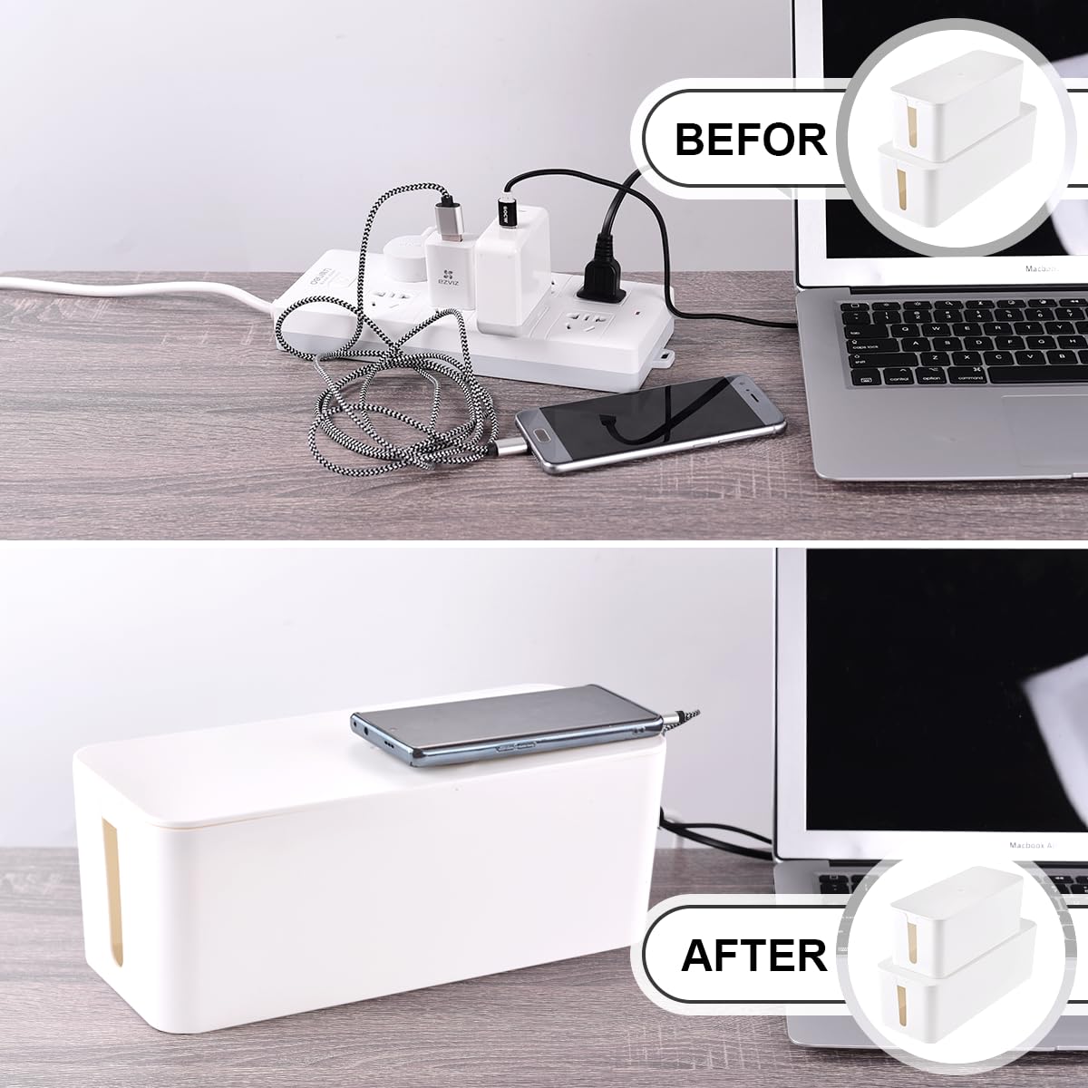 White Cable Management Box Duo with Organizer Kit