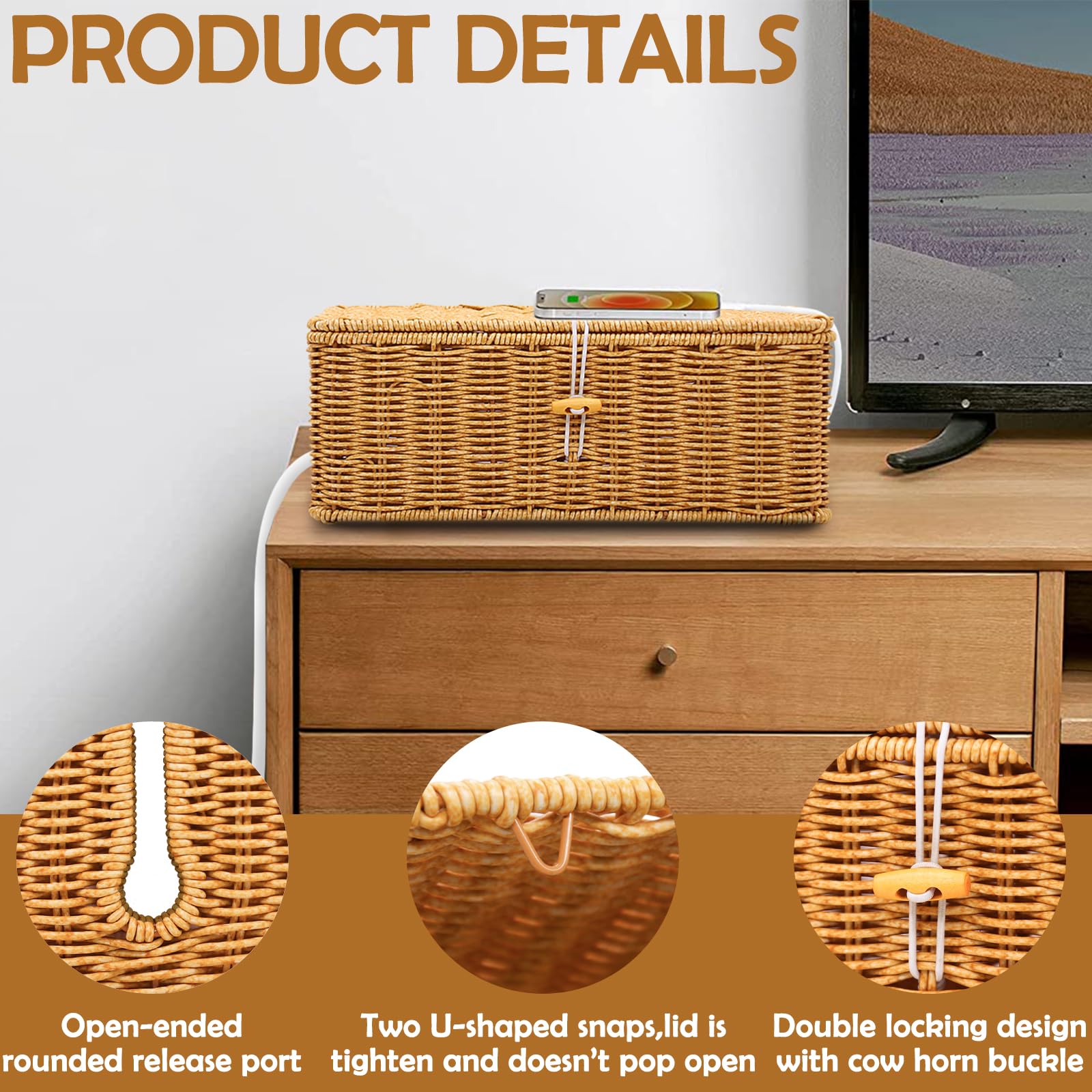 Handcrafted Woven Cable Management Box