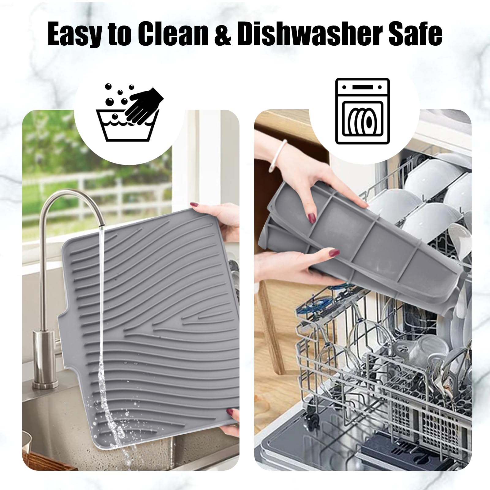 Premium Silicone Drying Mat with Integrated Drain