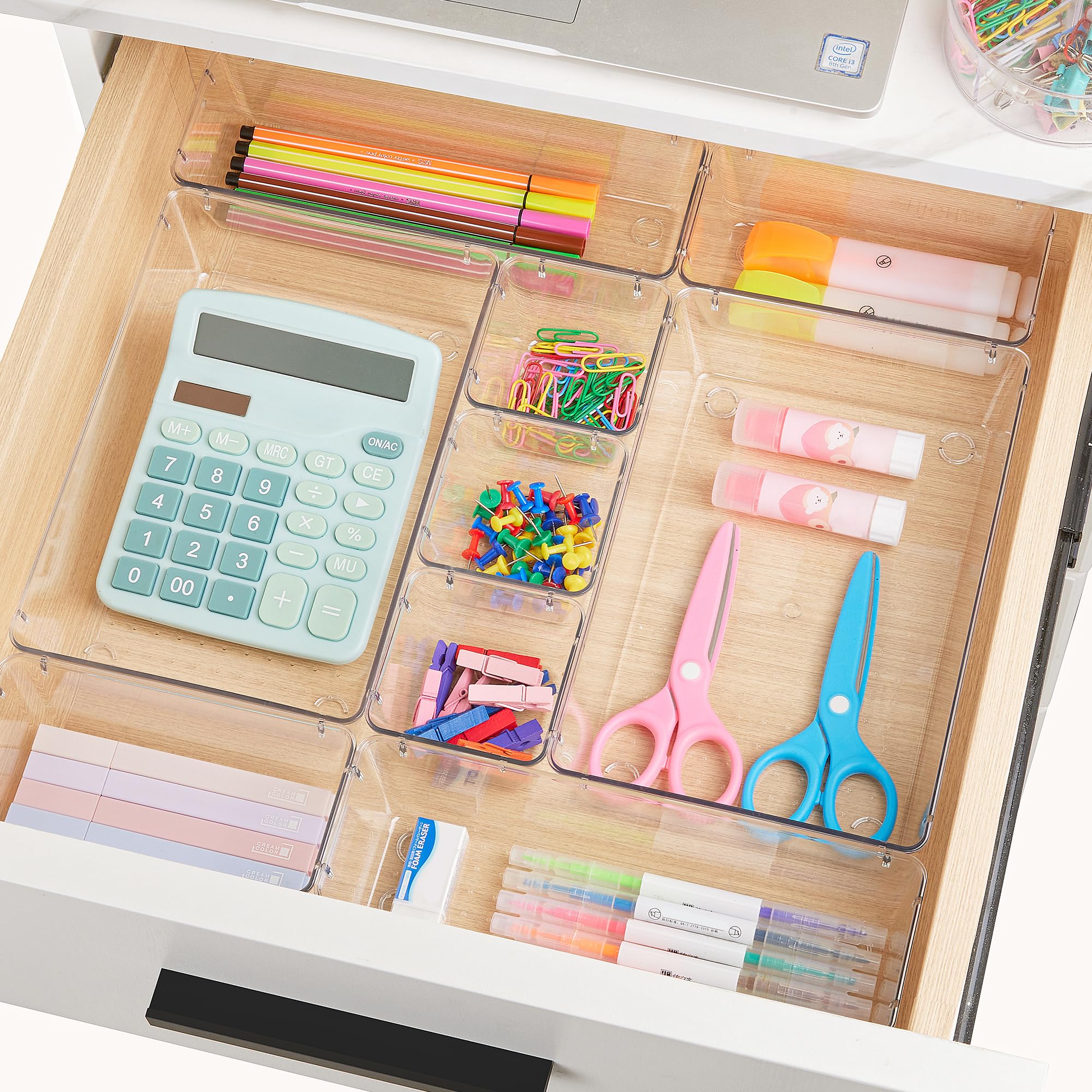 Clear Modular Drawer Organizer Set
