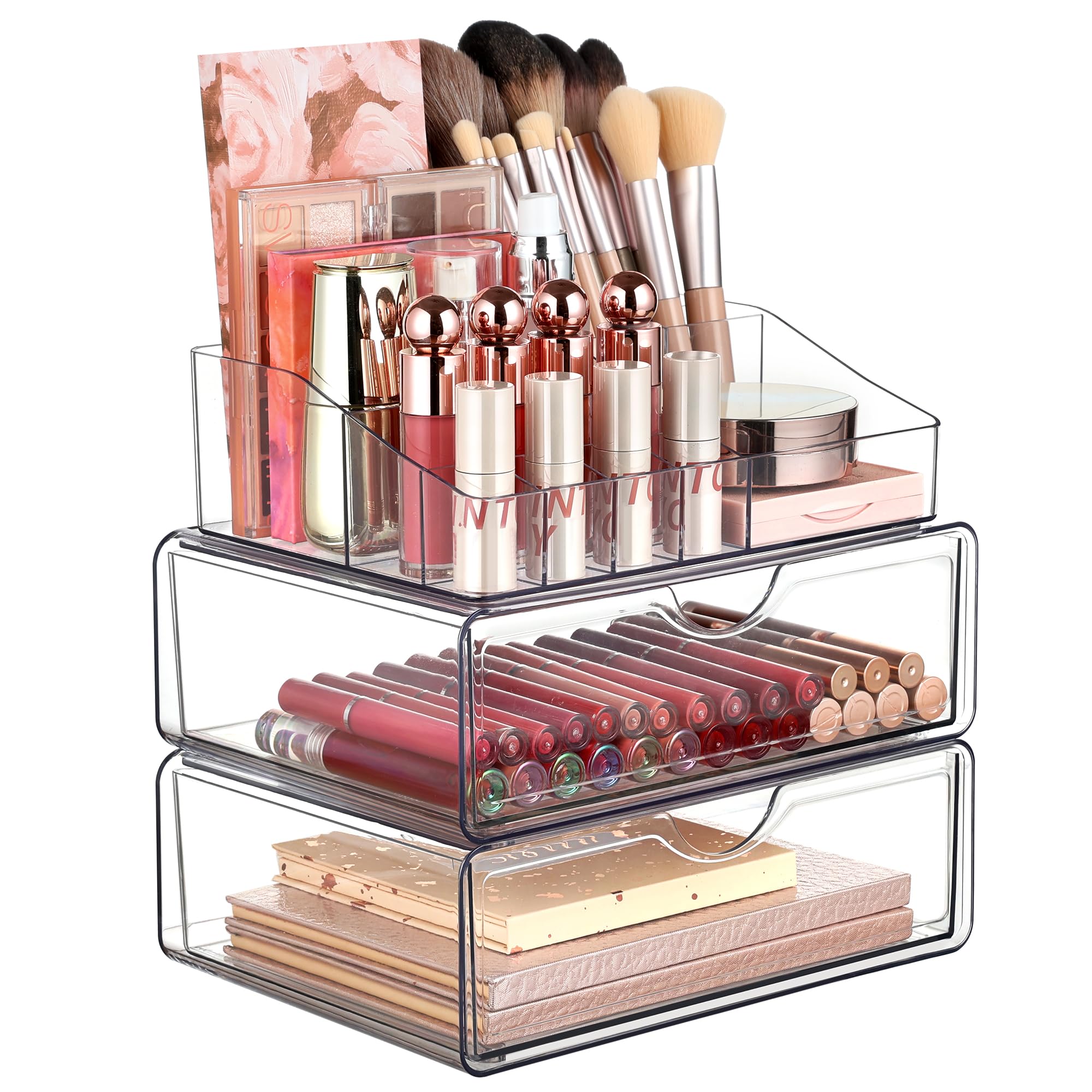 Clear 3-Tier Cosmetic Organizer with Drawer