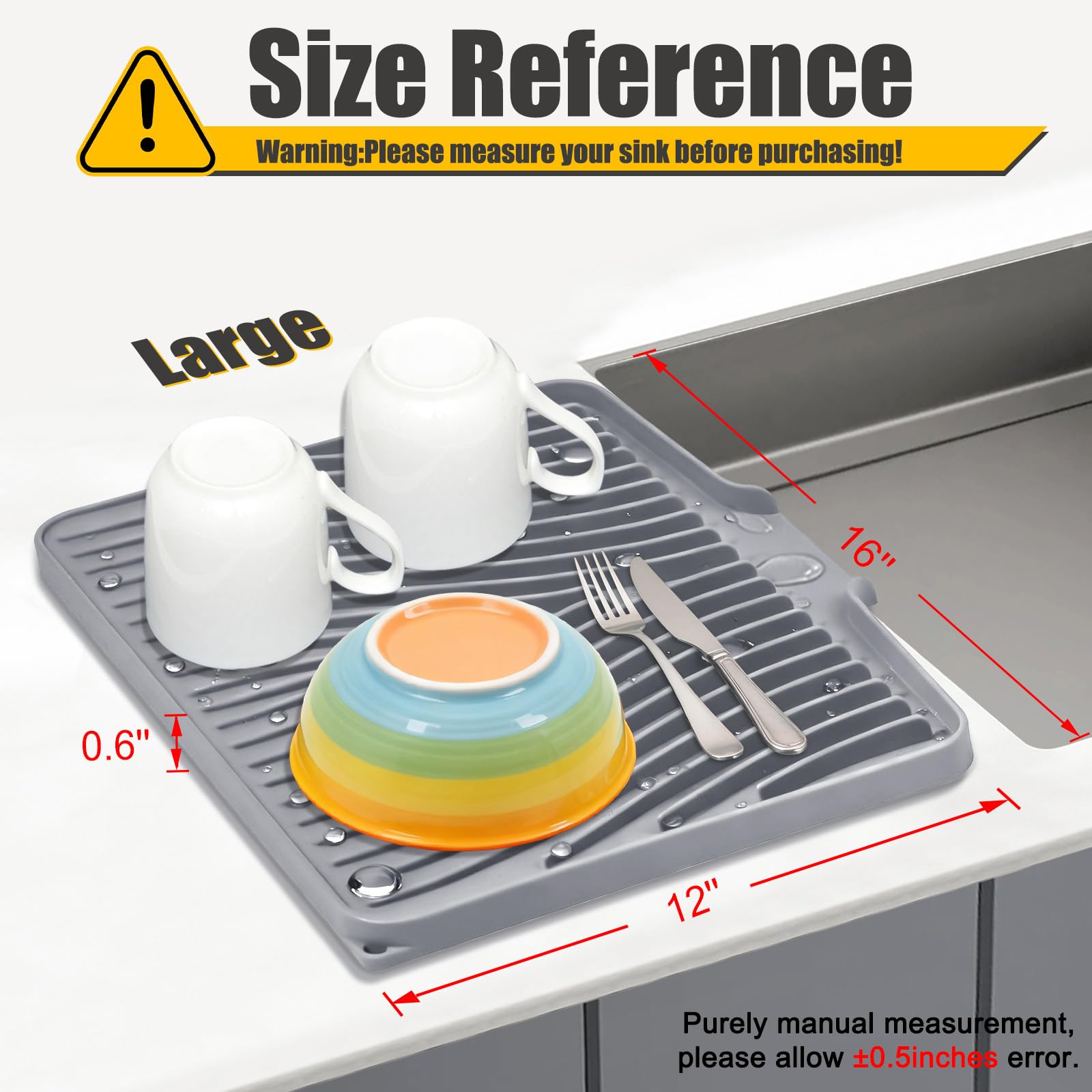 Premium Silicone Drying Mat with Integrated Drain