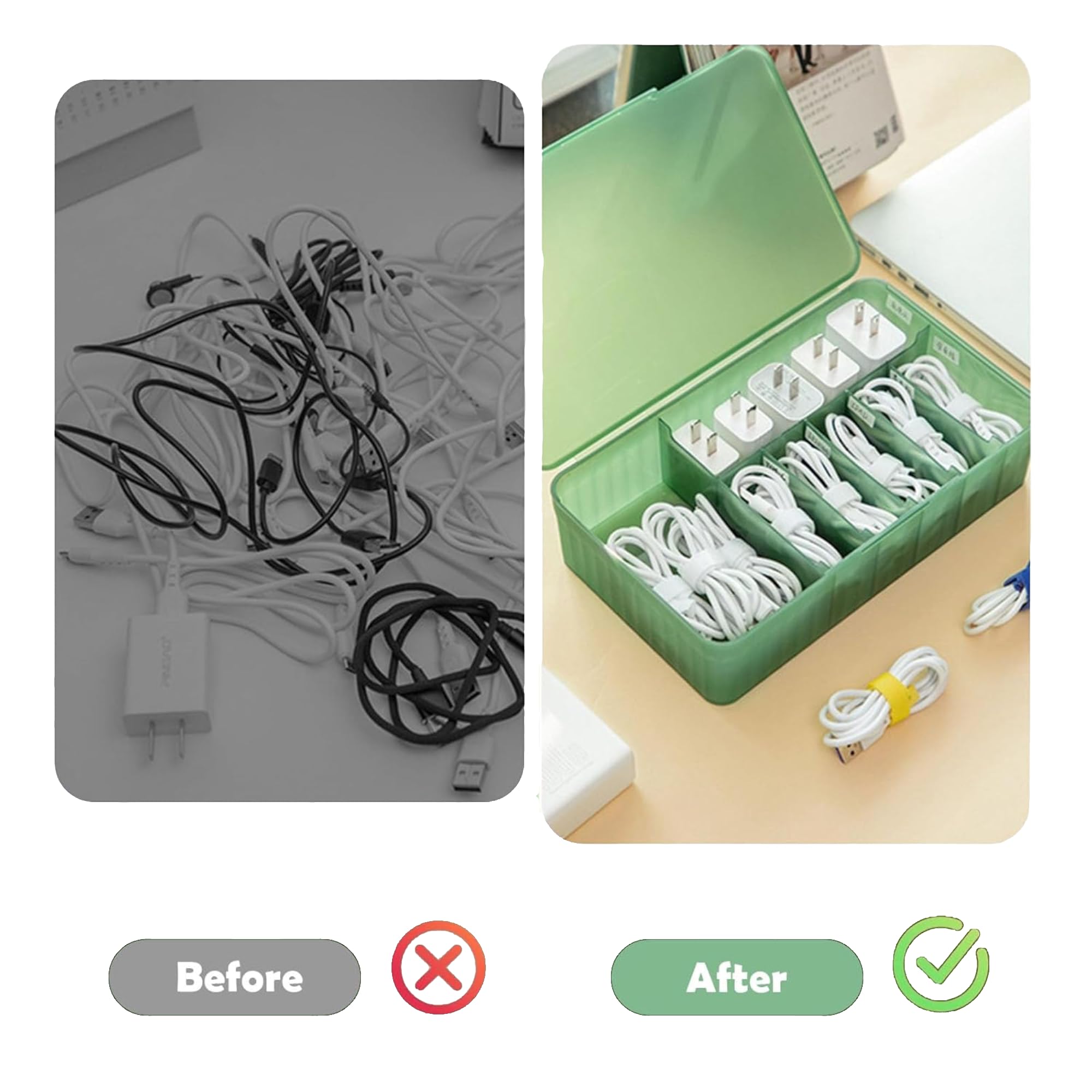Spacious Cable Management Box - Dark Green