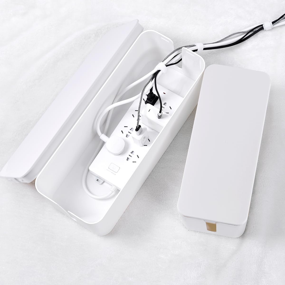 White Cable Management Box Duo with Organizer Kit