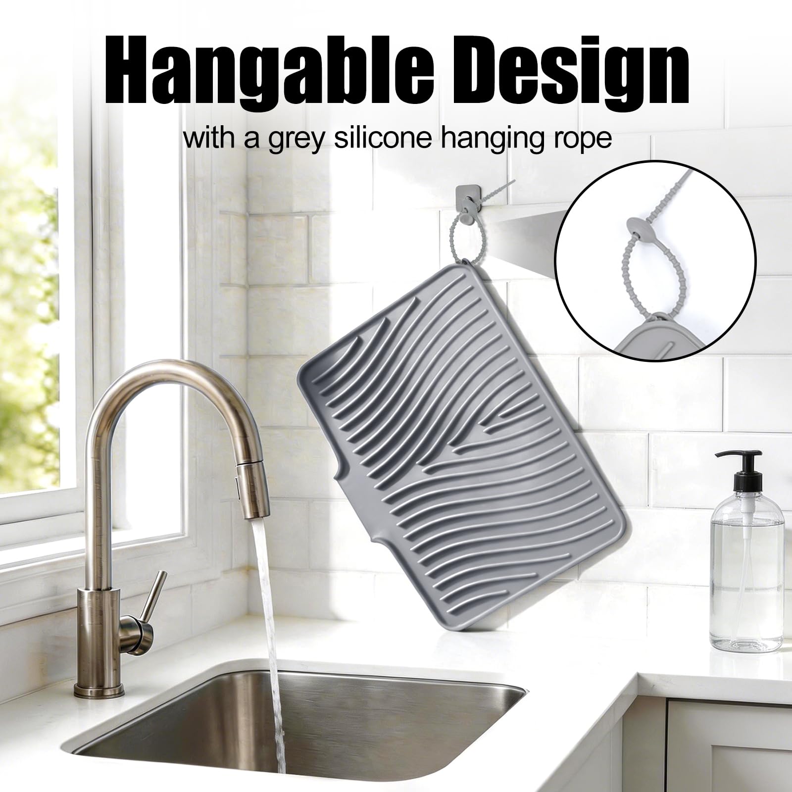 Premium Silicone Drying Mat with Integrated Drain