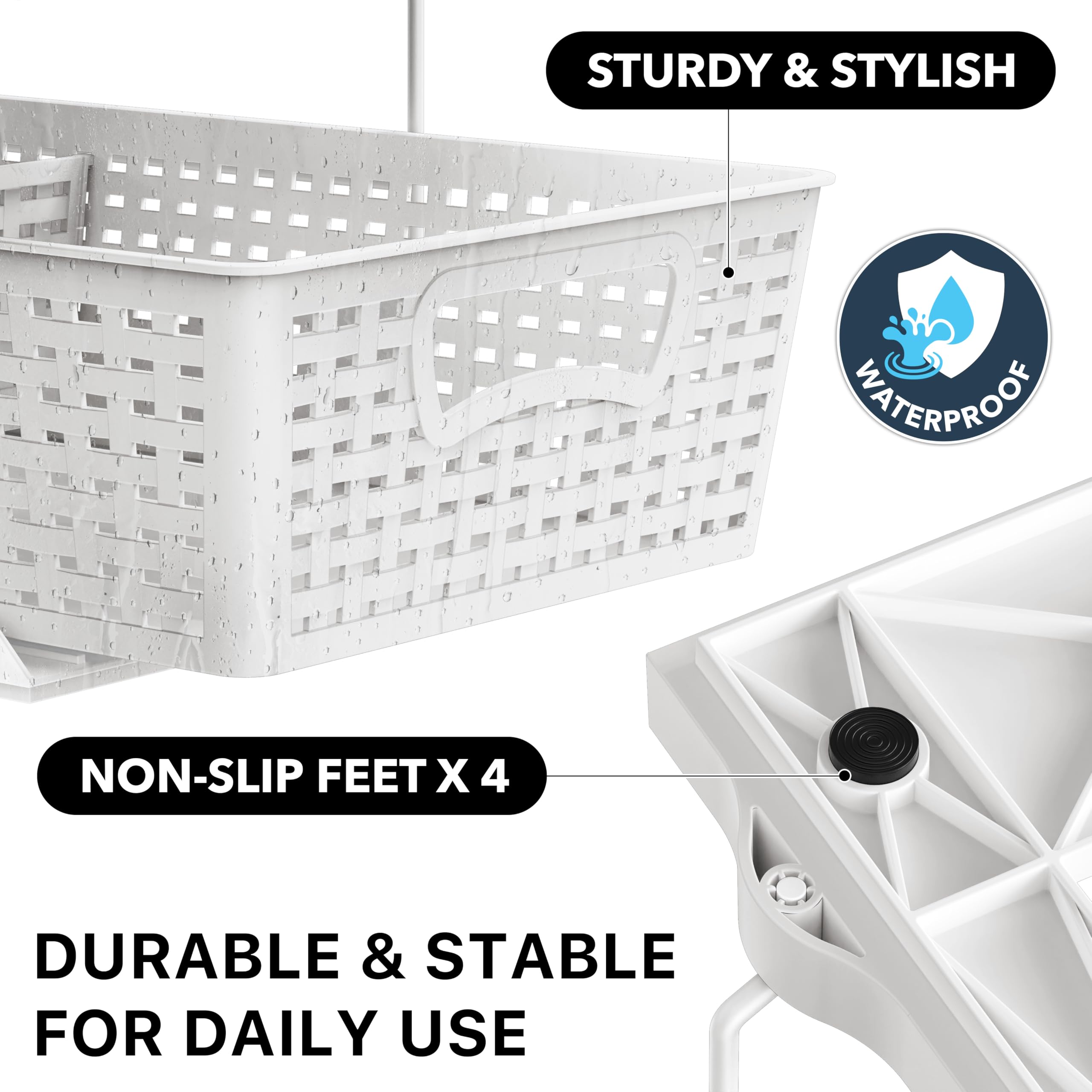 White Two-Tier Bathroom Organizer with Sliding Drawer