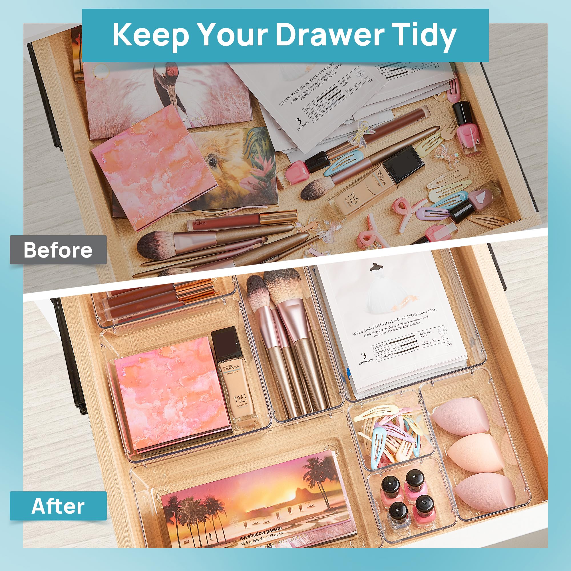 Clear Modular Drawer Organizer Set