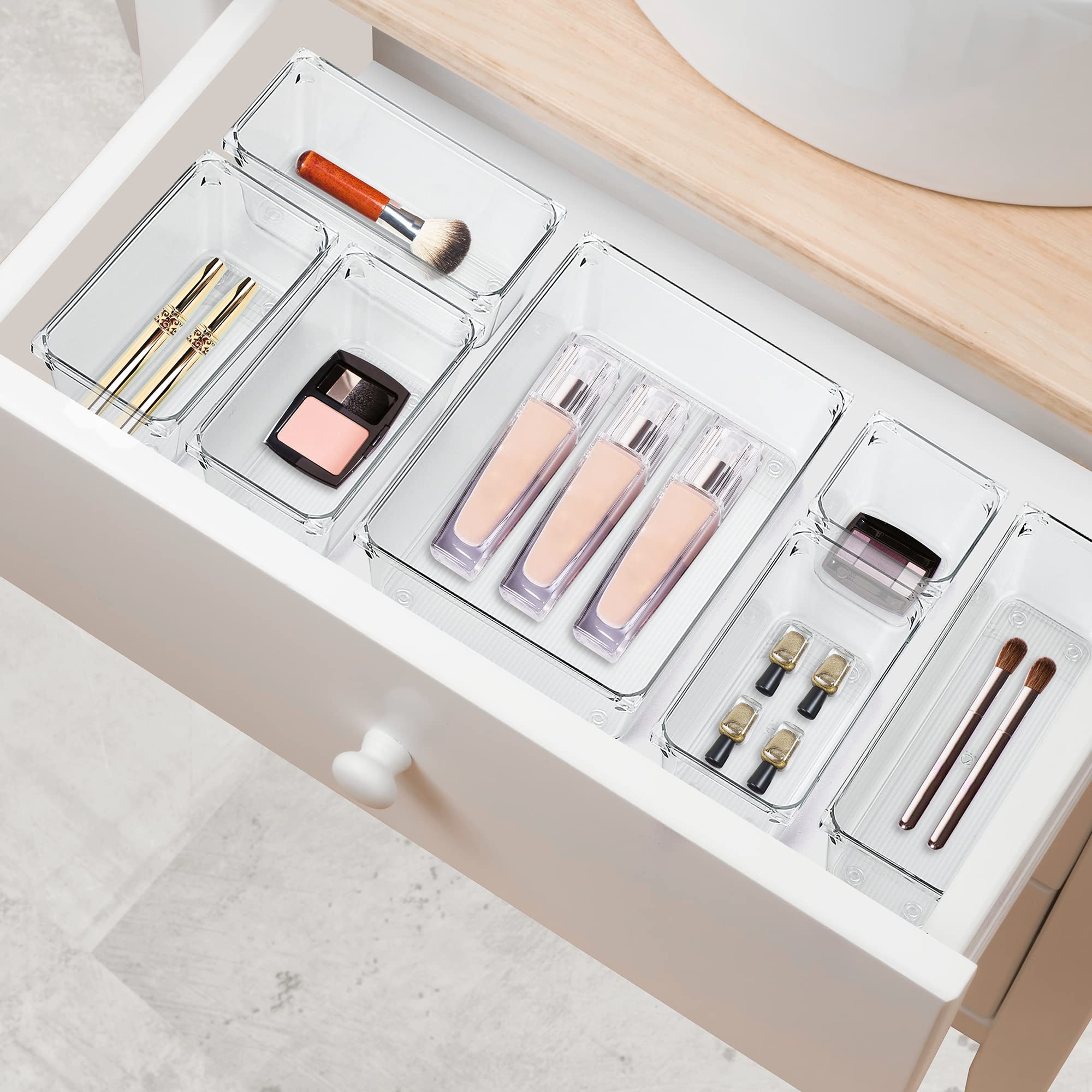 Modular Clear Acrylic Drawer Organizer Set
