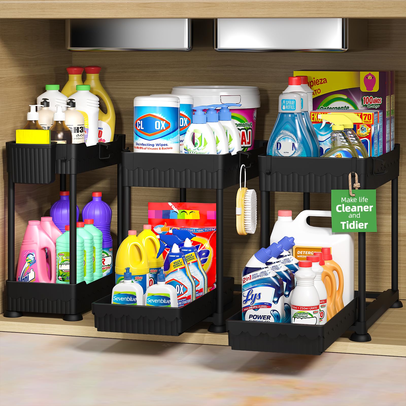 Two-Tier Under-Sink Sliding Organizer