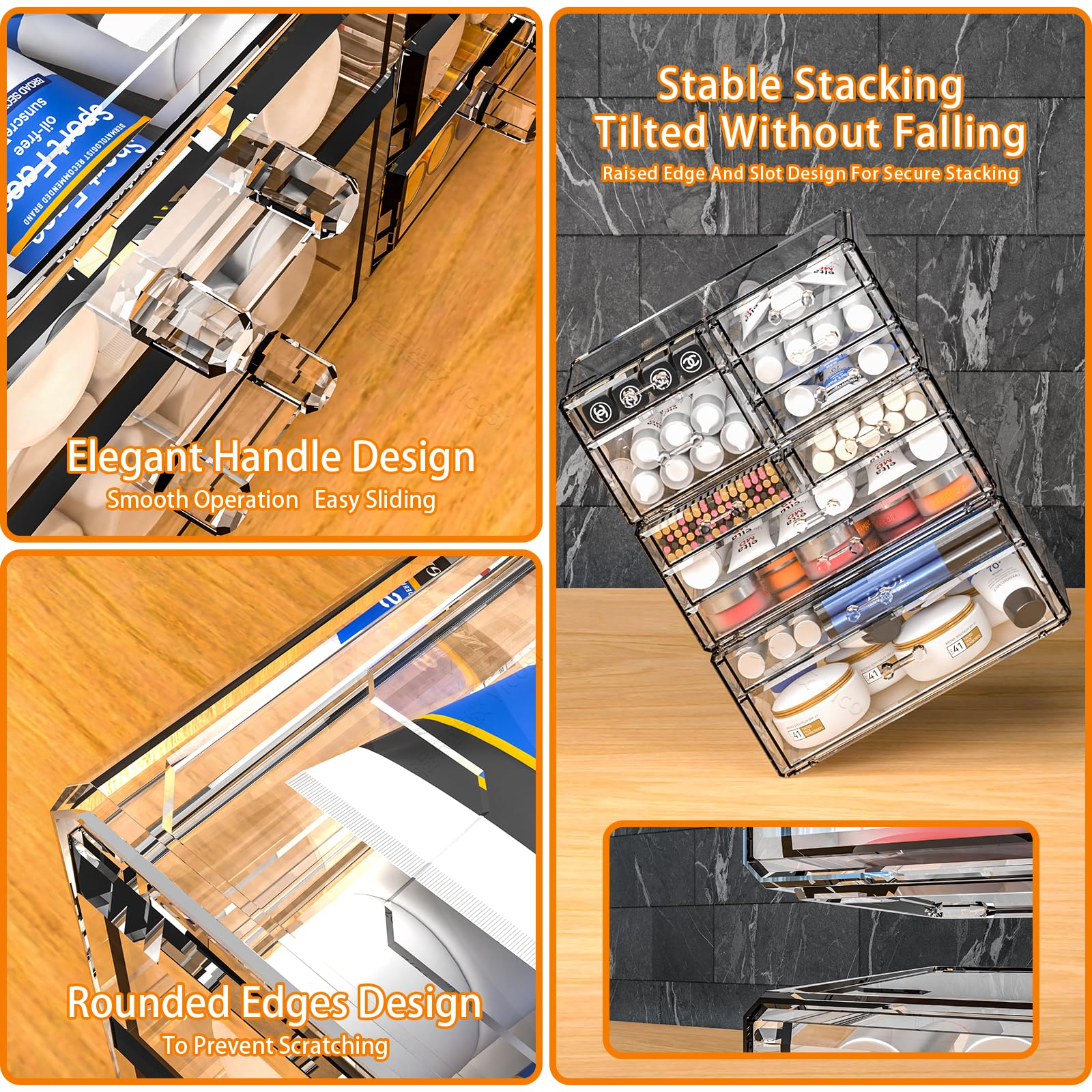 Elegant Clear Acrylic Stackable Drawers