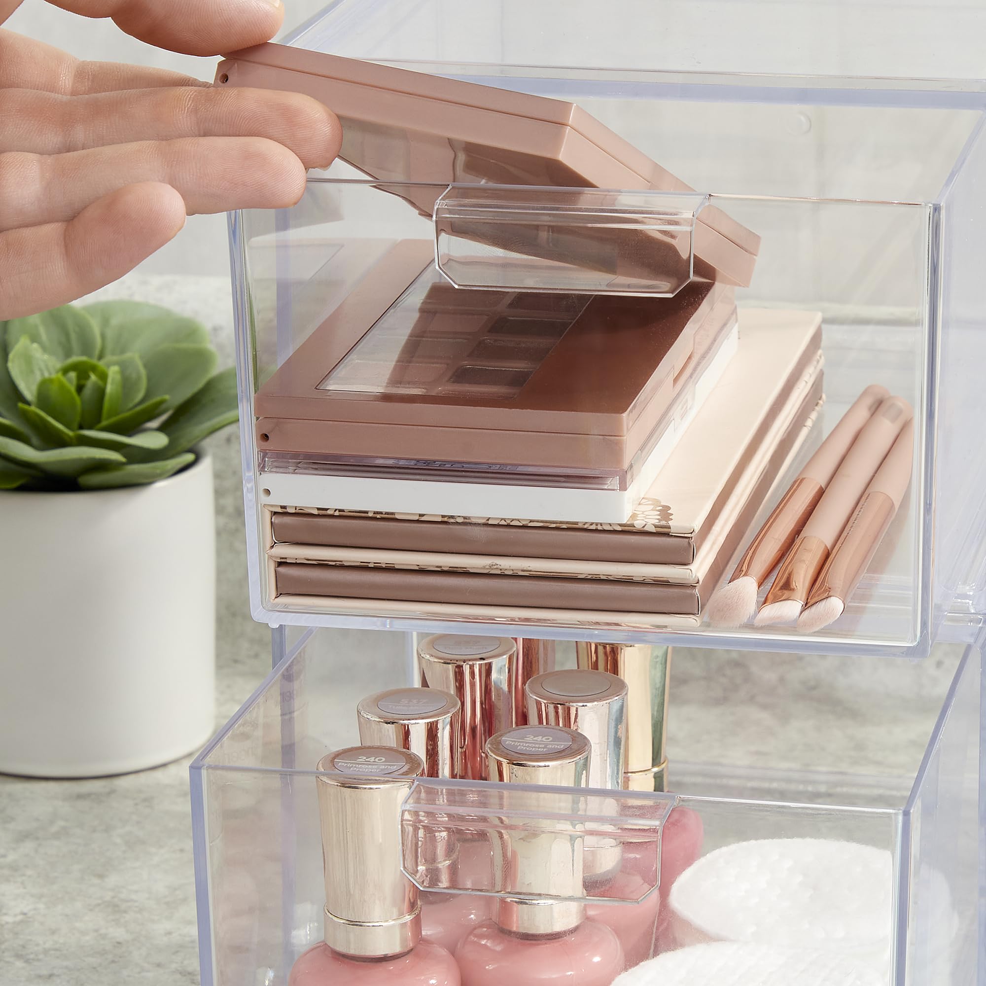 Clear Stackable Vanity Organizer Drawers