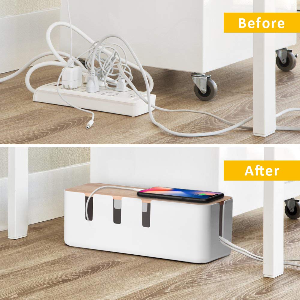 Wood-Lid Cable Management Box