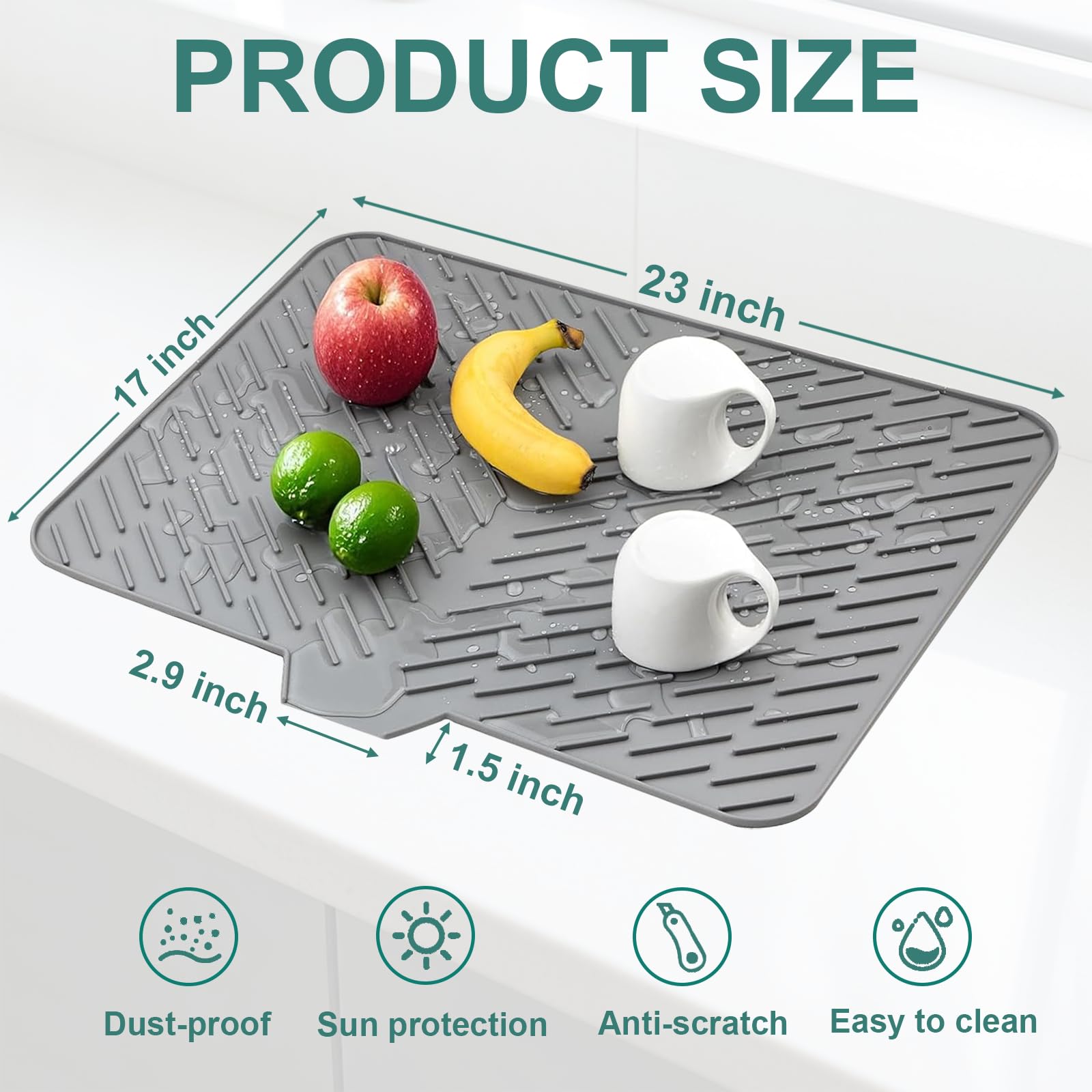 Silicone Self-Draining Countertop Drying Mat