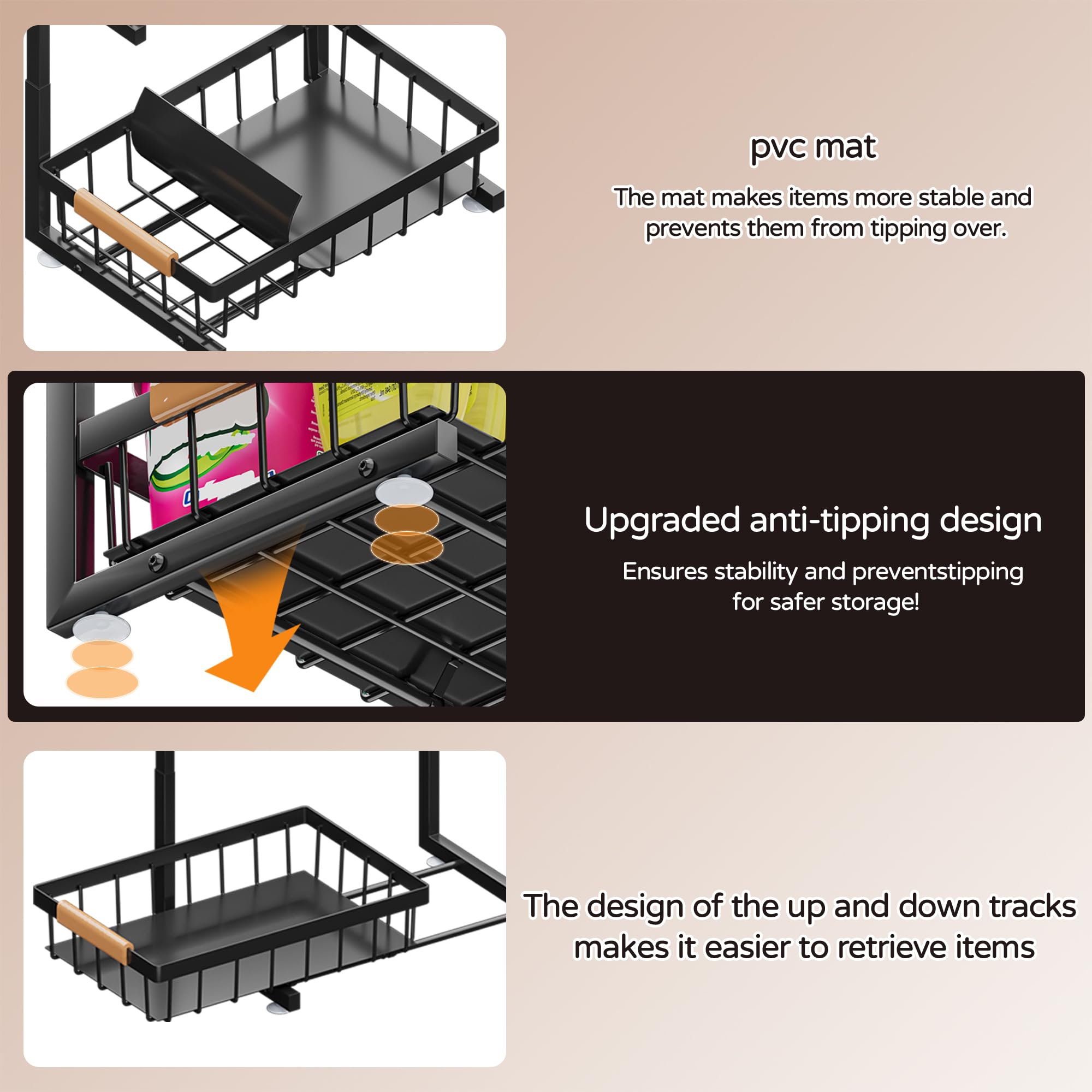 Two-Tier Adjustable Under-Sink Sliding Organizer