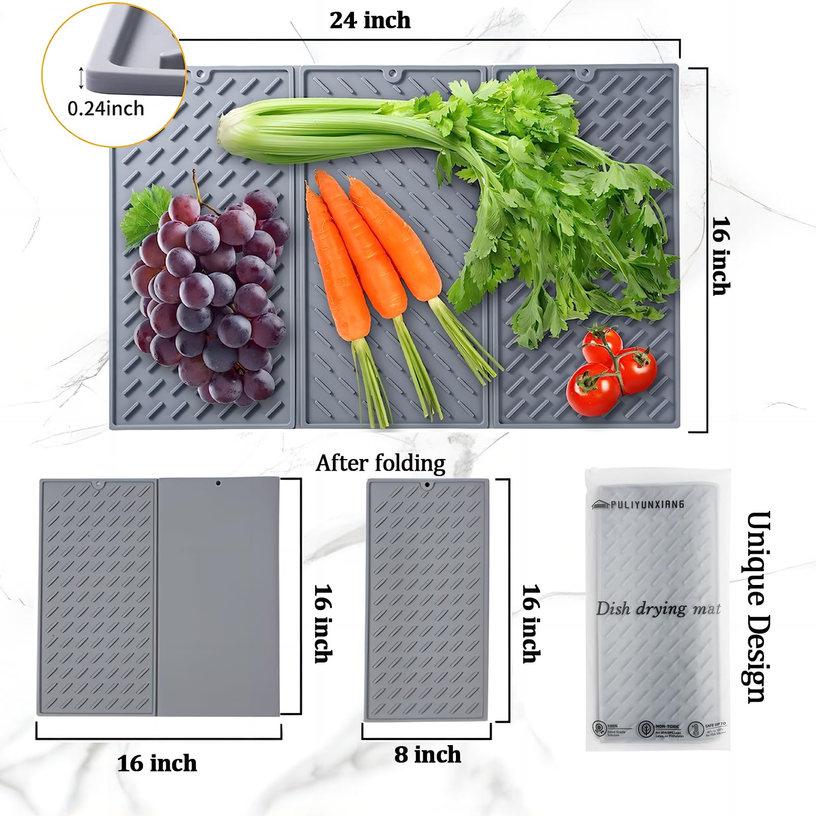 Trifold Silicone Dish Drying Mat