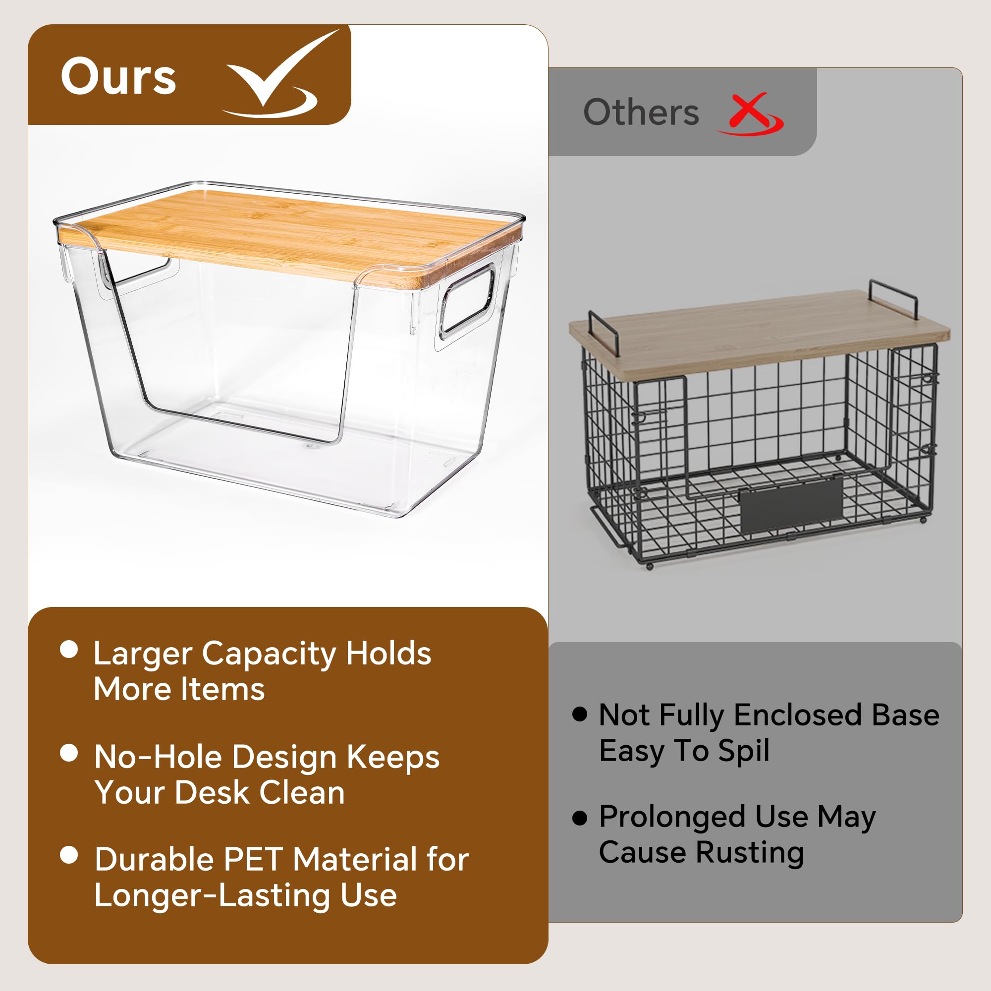 Stackable Clear Pantry Organizers with Bamboo Lids