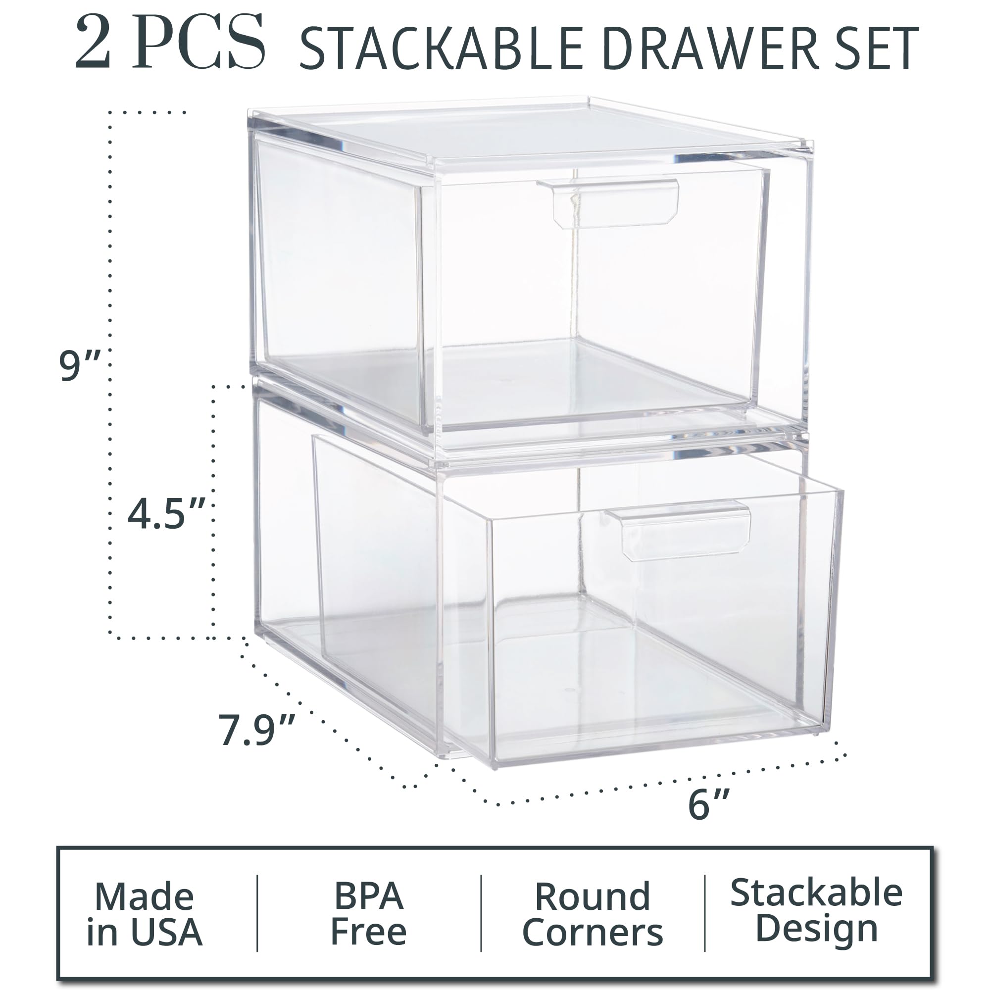 Clear Stackable Vanity Organizer Drawers