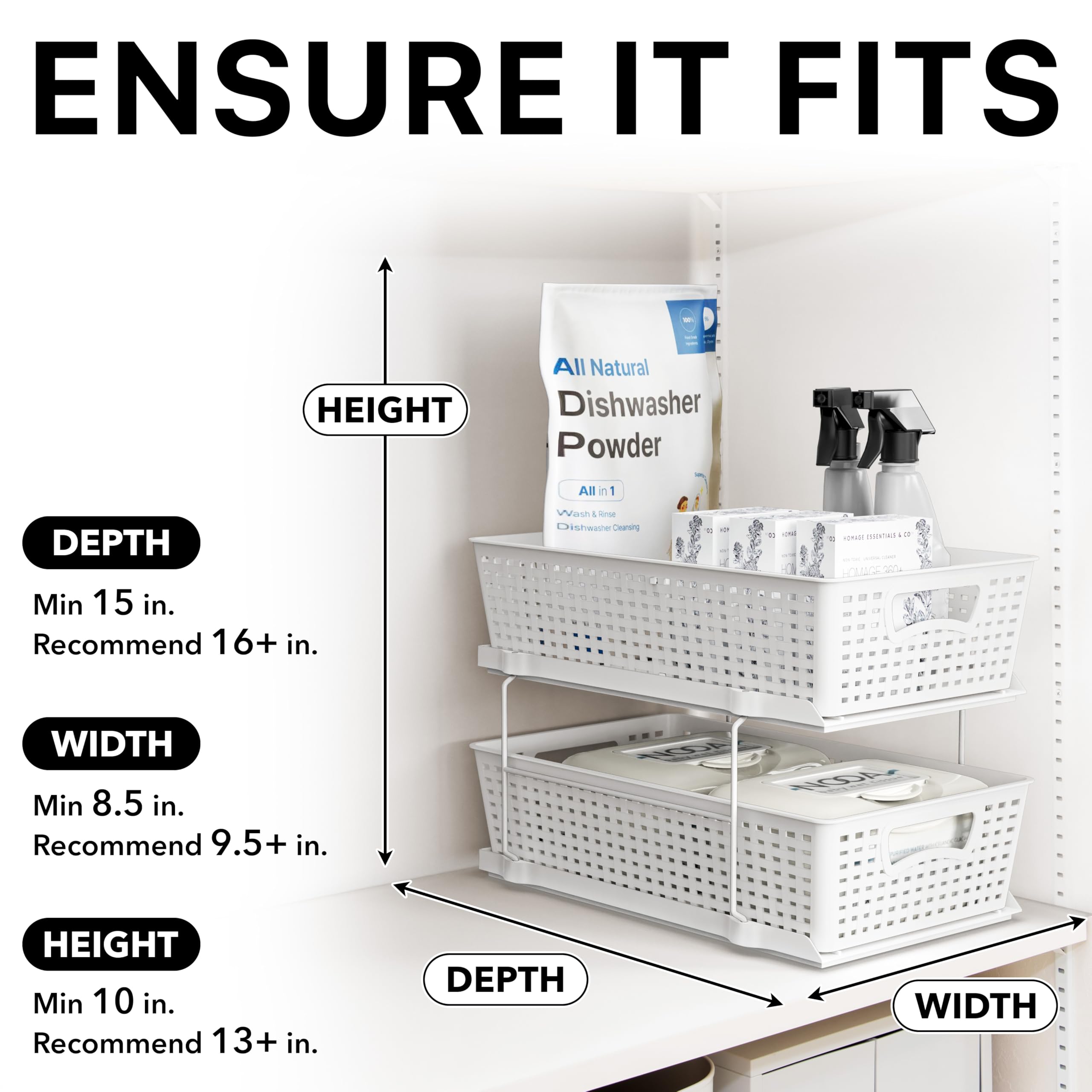 White Two-Tier Bathroom Organizer with Sliding Drawer