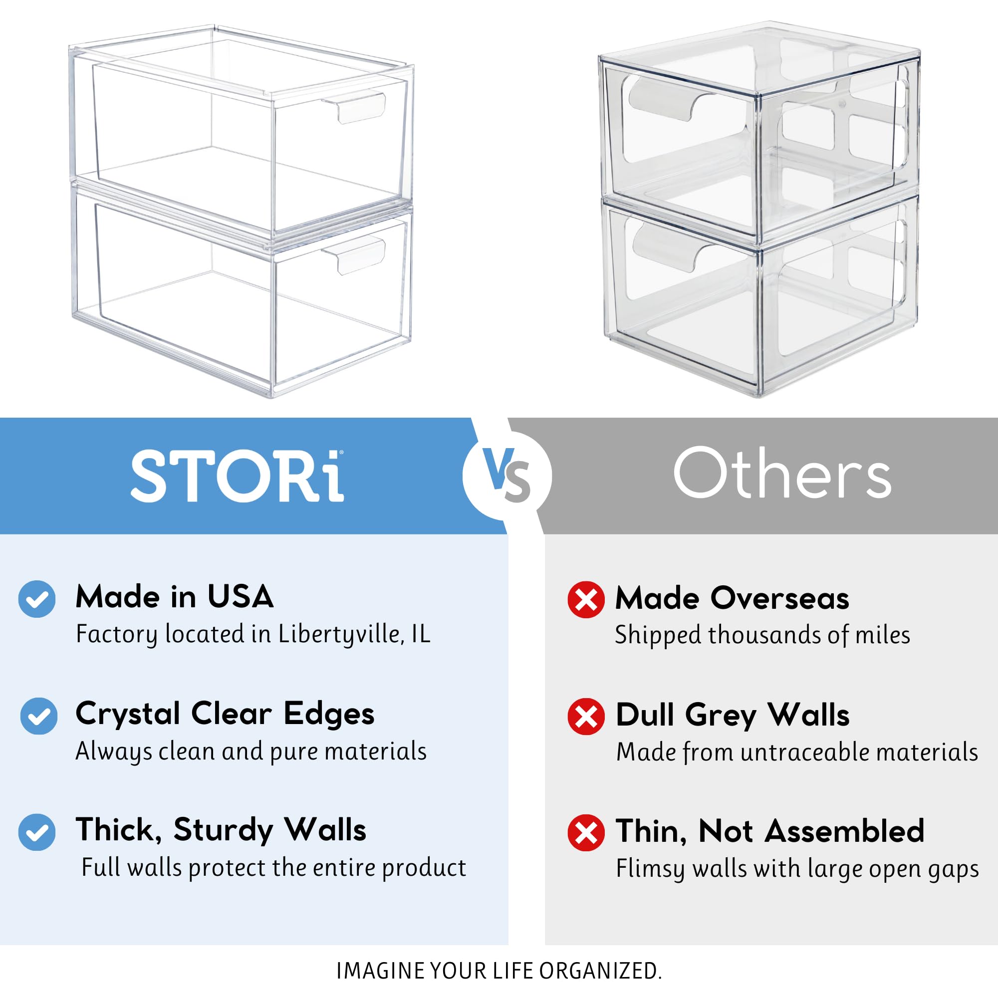 Clear Stackable Vanity Organizer Drawers