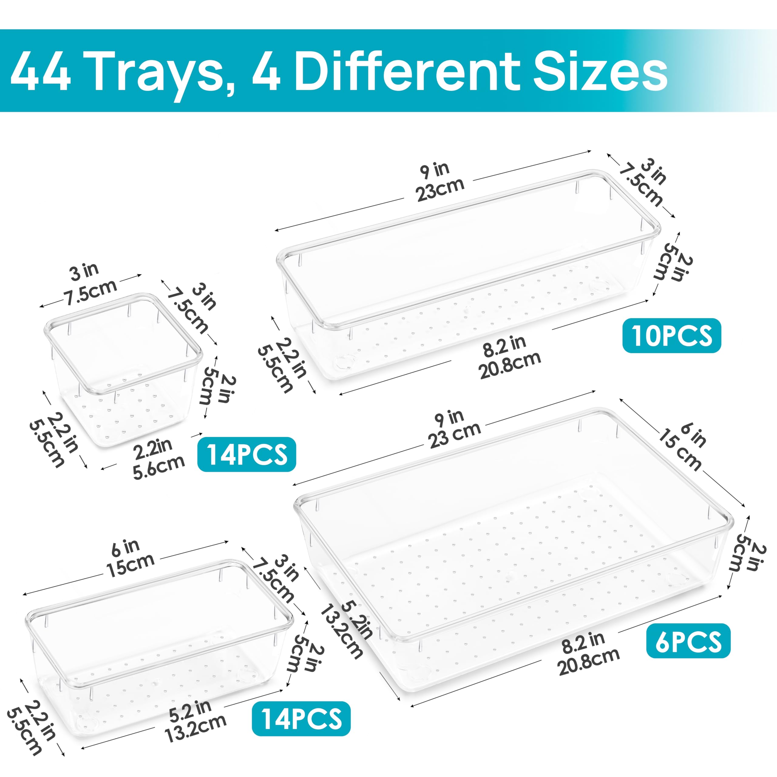 Clear Modular Drawer Organizer Set