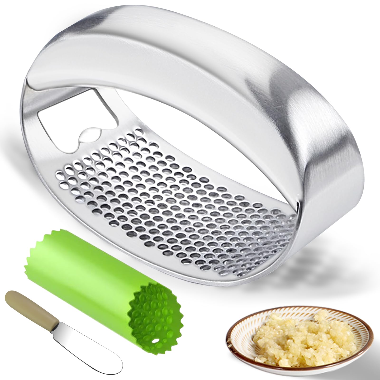 Premium Stainless Steel Garlic Press with Bottle Opener