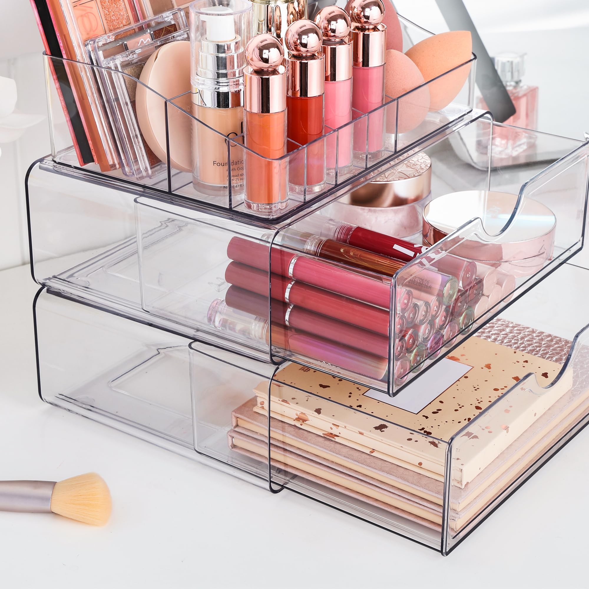 Clear 3-Tier Cosmetic Organizer with Drawer