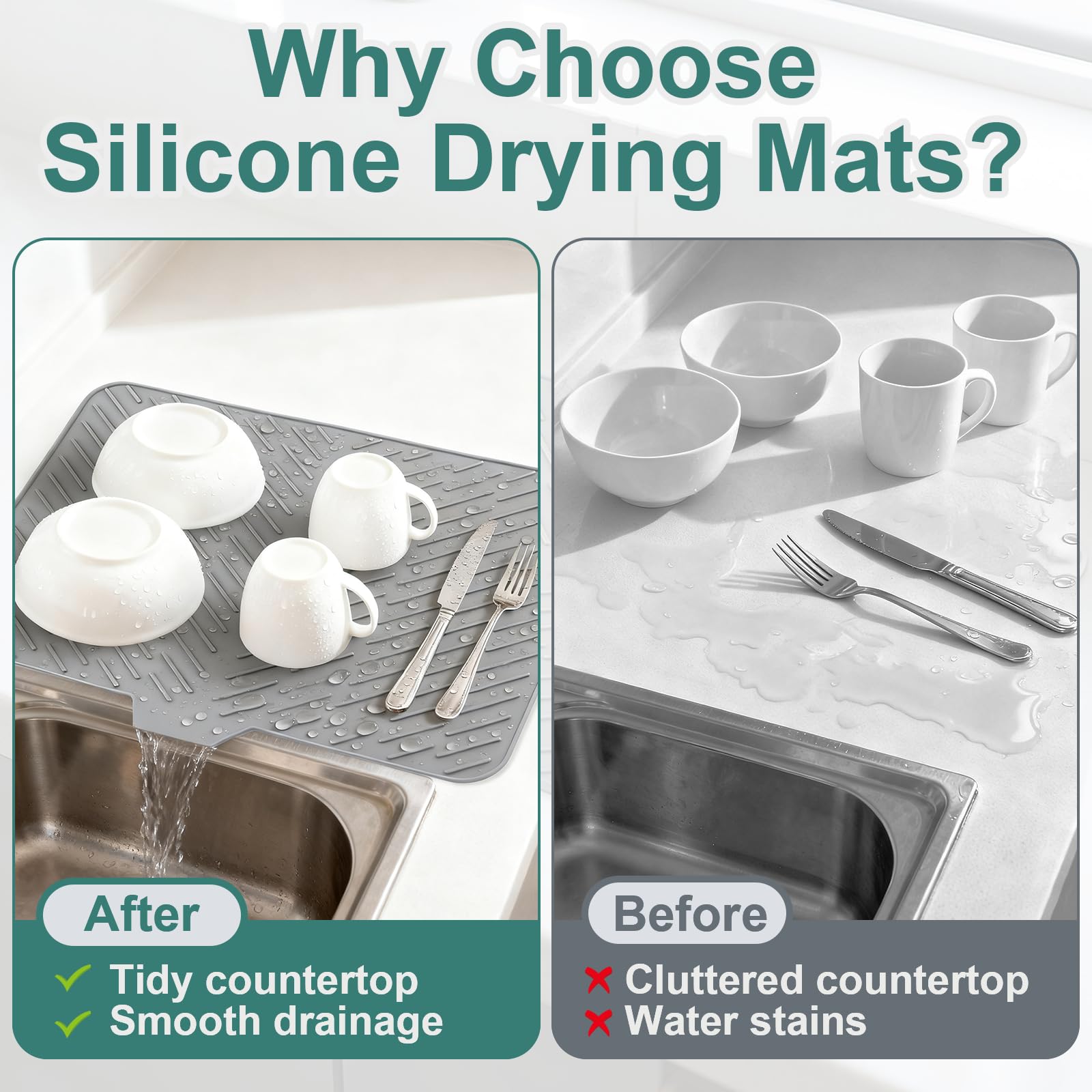 Silicone Self-Draining Countertop Drying Mat