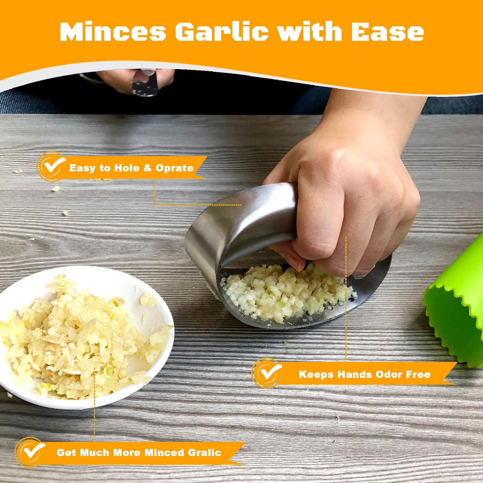 Premium Stainless Steel Garlic Press with Bottle Opener