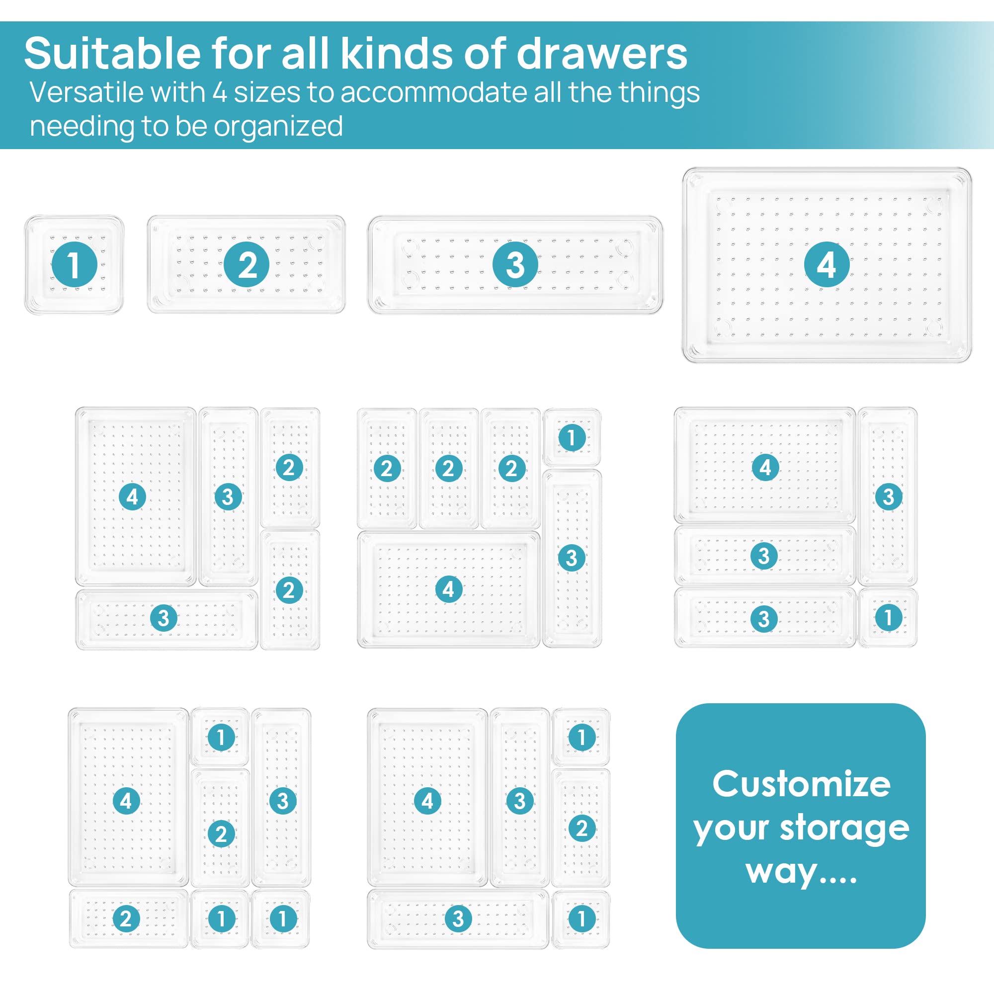 Clear Modular Drawer Organizers