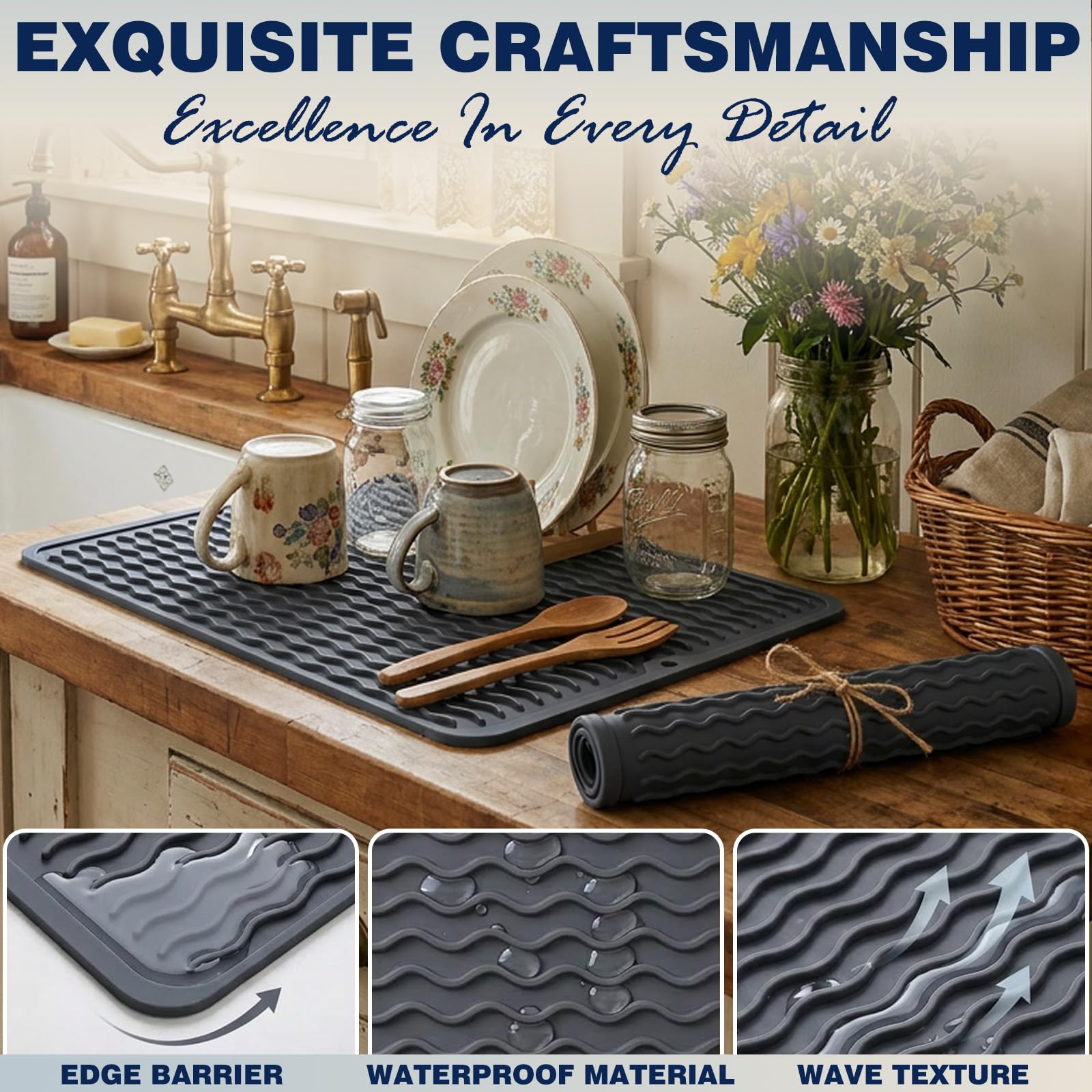 Versatile Silicone Drying and Countertop Mat