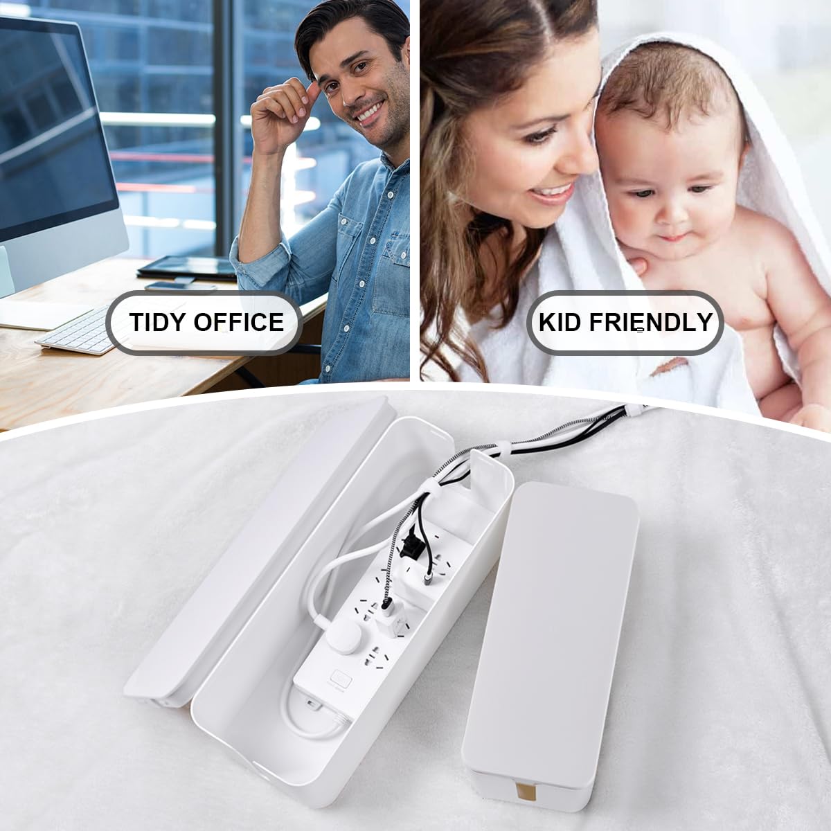 White Cable Management Box Duo with Organizer Kit