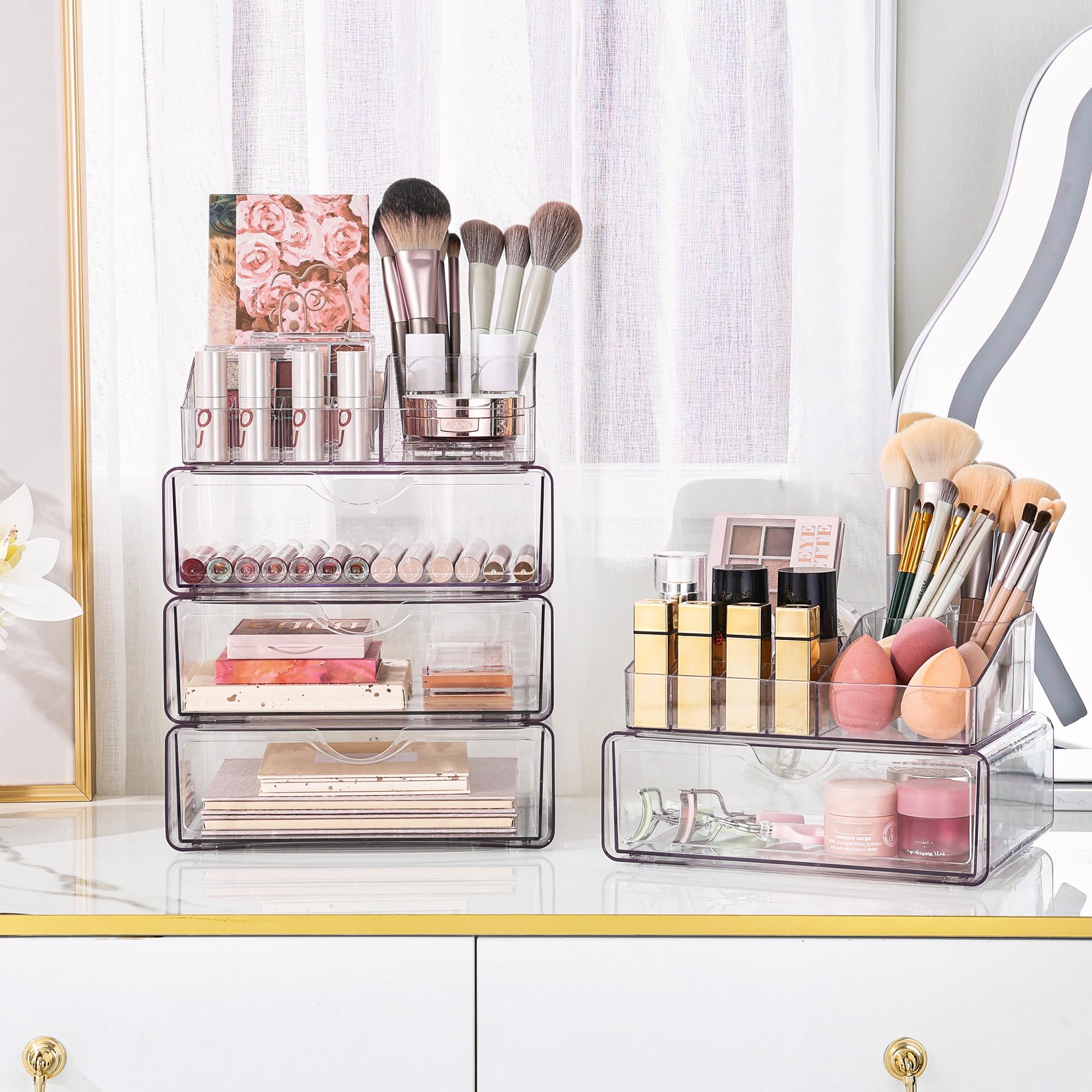 Clear 3-Tier Cosmetic Organizer with Drawer