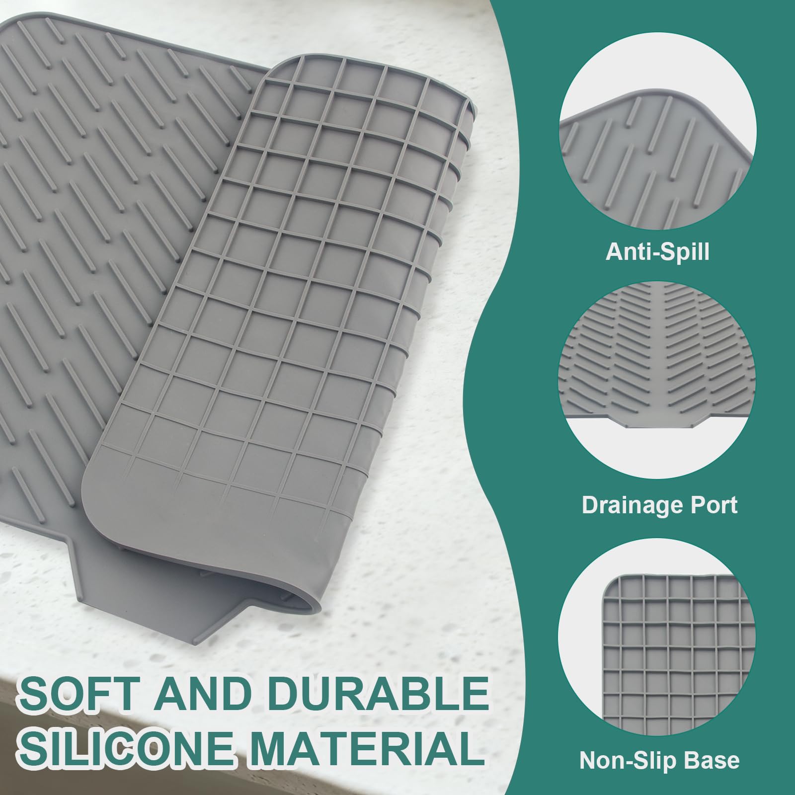Silicone Self-Draining Countertop Drying Mat